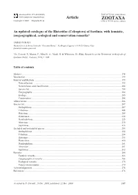Coleoptera) of Sardinia, with Faunistic, Zoogeographical, Ecological and Conservation Remarks*