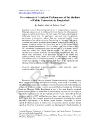 Determinants of Academic Performance of the Students of Public Universities in Bangladesh