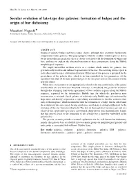 Secular Evolution of Late-Type Disc Galaxies: Formation of Bulges and the Origin of Bar Dichotomy