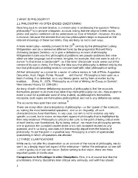 1.1 PHILOSOPHY AS OPEN-ENDED QUESTIONING Reaching Back To