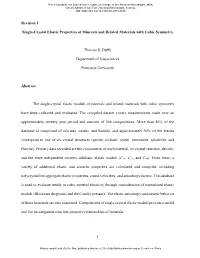 1 Revision 1 Single-Crystal Elastic Properties of Minerals and Related
