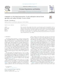 Comments on the Depolymerization of Polycarbonates Derived from Epoxides and Carbon Dioxide: a Mini Review