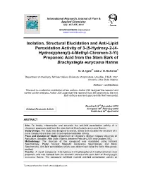 Isolation, Structural Elucidation and Anti-Lipid Peroxidation Activity of 3