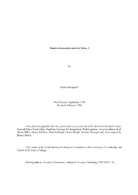 Modern Economics and Its Critics, 1 by Partha Dasgupta* First Version