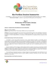 Rio Pavilion Session Summaries
