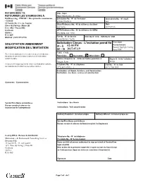 Solicitation Amendment Modification De L'invitation