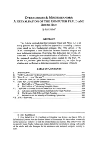 A REEVALUATION of the COMPUTER FRAUD and ABUSE ACT by Reid Skibelt