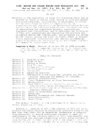 FIRE, MARINE and INLAND MARINE RATE REGULATORY ACT, the Cl