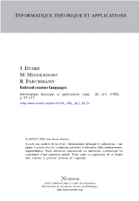 Indexed Counter Languages Informatique Théorique Et Applications, Tome 26, No 1 (1992), P