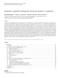 Integrating Cooperative Breeding Into Theoretical Concepts of Cooperation