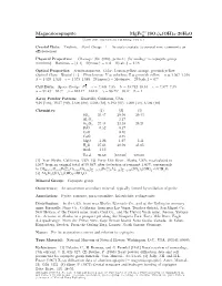 Magnesiocopiapite Mgfe4 (SO4)6(OH)2 20H2O C 2001-2005 Mineral Data Publishing, Version 1