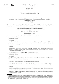 Publication of a Communication of Approval of a Standard