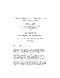A Selected Bibliography of Publications By, and About, Eugene Wigner