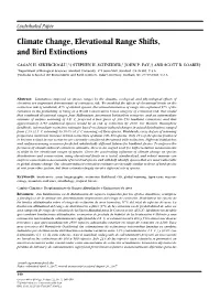 Climate Change, Elevational Range Shifts, and Bird Extinctions