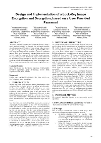 Design and Implementation of a Lock-Key Image Encryption and Decryption, Based on a User Provided Password