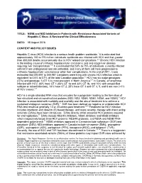 NS5B and NS3 Inhibitors in Patients with Resistance-Associated Variants of Hepatitis C Virus: a Review of the Clinical Effectiveness