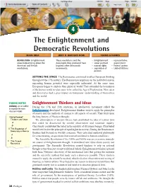 The Enlightenment and Democratic Revolutions MAIN IDEA WHY IT MATTERS NOW TERMS & NAMES