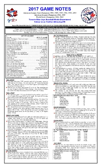 2017 Game Notes