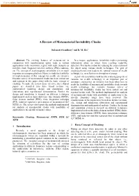 A Review of Metamaterial Invisibility Cloaks