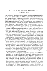 Balzac's Historical Reliability