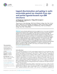 Ligand Discrimination and Gating in Cyclic Nucleotide-Gated Ion