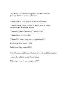 Monetary and Financial Reform in Two Eras of Globalization