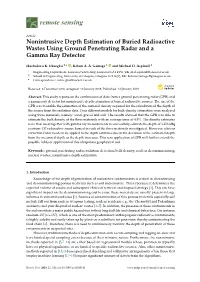 Nonintrusive Depth Estimation of Buried Radioactive Wastes Using Ground Penetrating Radar and a Gamma Ray Detector