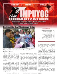 Stories of the Hyatt Workers on Strike October Issue Students Welga (Strike) P.1 Adopt a School Day P
