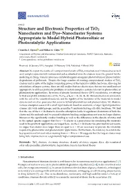 Structure and Electronic Properties of Tio2 Nanoclusters and Dye–Nanocluster Systems Appropriate to Model Hybrid Photovoltaic Or Photocatalytic Applications