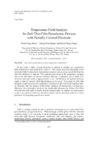 Temperature Field Analysis for Zno Thin-Film Pyroelectric Devices with Partially Covered Electrode