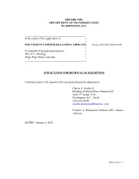 BEFORE the DEPARTMENT of TRANSPORTATION WASHINGTON, D.C. in the Matter of the Application of ) ) POLYNESIAN LIMITED D/B/A SAMOA