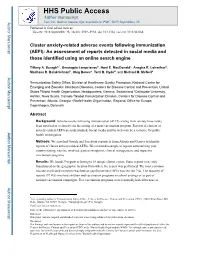 Cluster Anxiety-Related Adverse Events Following Immunization (AEFI)
