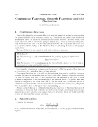 Continuous Functions, Smooth Functions and the Derivative C 2012 Yonatan Katznelson
