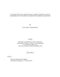 Factors Affecting Commuter Rail Energy Efficiency and Its Comparison with Competing Passenger Transportation Modes