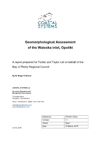 Geomorphological Assessment of the Waioeka Inlet, Opotiki