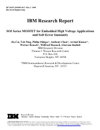 IBM Research Report SOI Series MOSFET for Embedded High