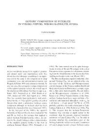 Isotopic Composition of Pyterlite in Vyborg (Viipuri), Wiborg Batholith, Russia