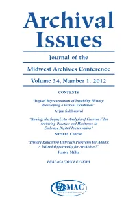 Journal of the Midwest Archives Conference Volume 34, Number 1