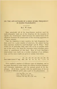 On the Advantages of High Spark-Frequency in Radio-Telegraphy