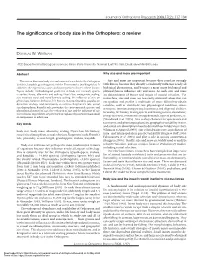 The Significance of Body Size in the Orthoptera: a Review