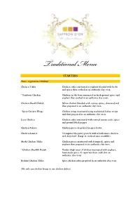 Traditional Menu
