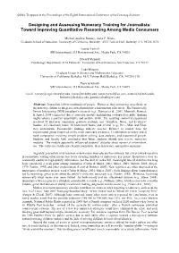 Designing and Assessing Numeracy Training for Journalists: Toward Improving Quantitative Reasoning Among Media Consumers