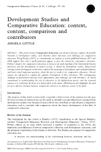 Development Studies and Comparative Education: Context