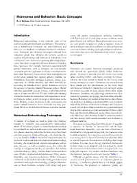 Hormones and Behavior: Basic Concepts R
