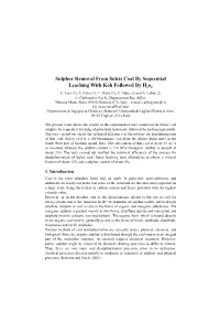 Sulphur Removal from Sulcis Coal by Sequential Leaching with Koh