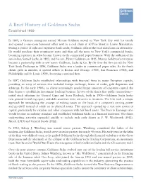 A Brief History of Goldman Sachs