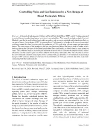 Controlling Noise and Gas Emissions by a New Design of Diesel Particulate Filters SAYEL M