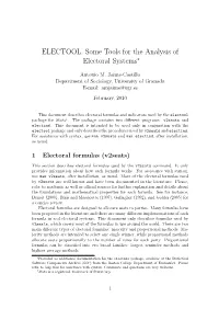 ELECTOOL. Some Tools for the Analysis of Electoral Systems∗