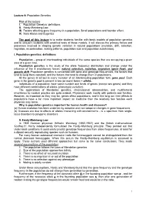 Lecture 9: Population Genetics