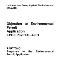 Objection to Environmental Permit Application EPR/EP3731XL/A001